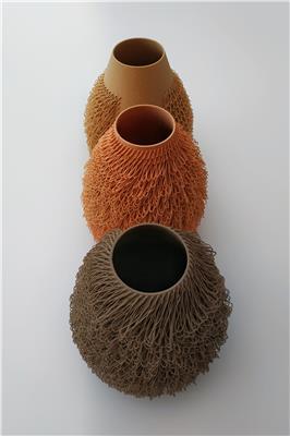 HM27 William Boujon and Julien Benayoun Bold Design 3 vases imprimes en 3D de la collection POILU 2020 Bold Design